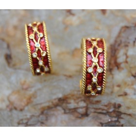 Red Enamel Bali Styled Earrings